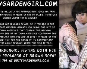 Dirtygardengirl take long black dildo deep in her ass & anal prolapse extreme